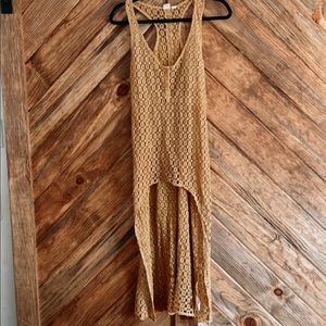 Roxy crochet coverup S small high low mustard